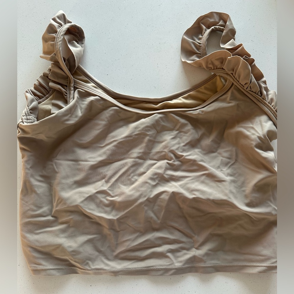 Kortni Jeane Tan Ruffle Swim Top